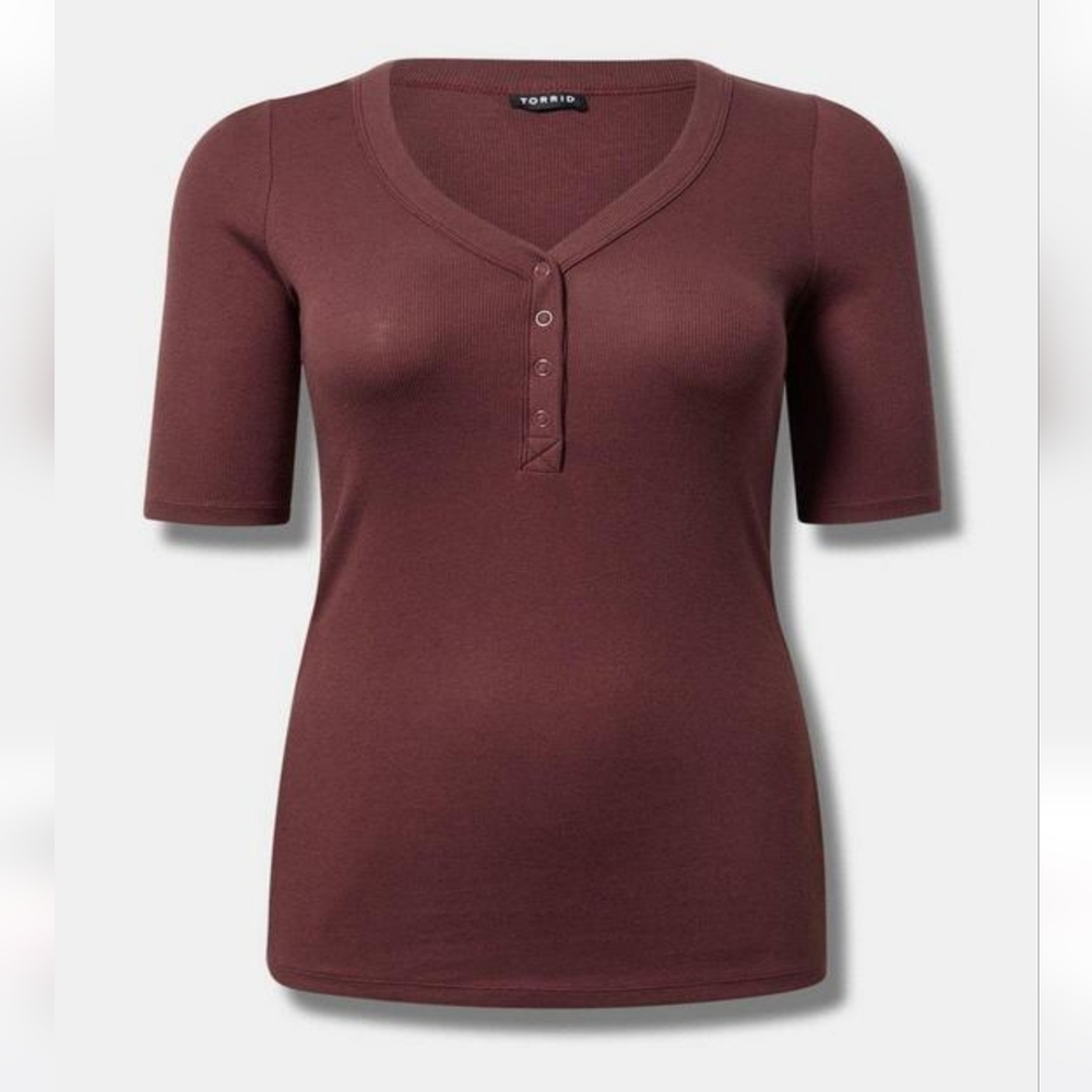 Torrid Plum V-Neck Buttoned Top